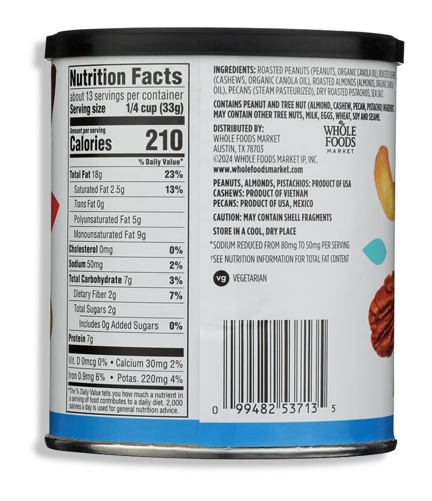 Lightly Salted Mixed Nuts Peanuts 15 Oz 365 By Whole Foods Market
