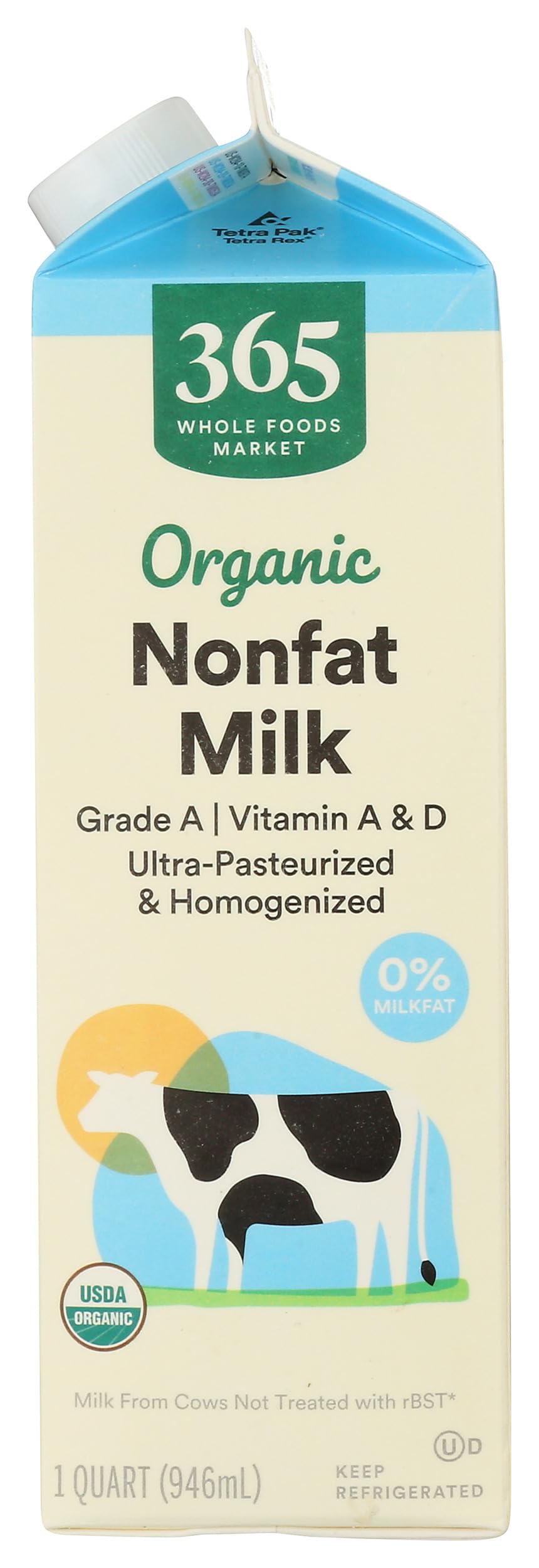 Organic Fat Free Milk 32 FZ 365 By Whole Foods Market