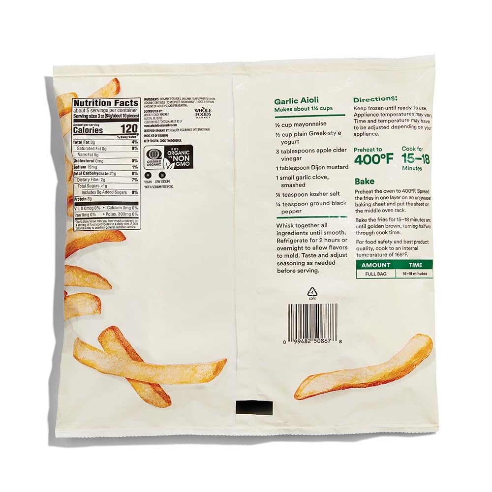 Organic Straight Cut Fries 16 Oz 365 By Whole Foods Market