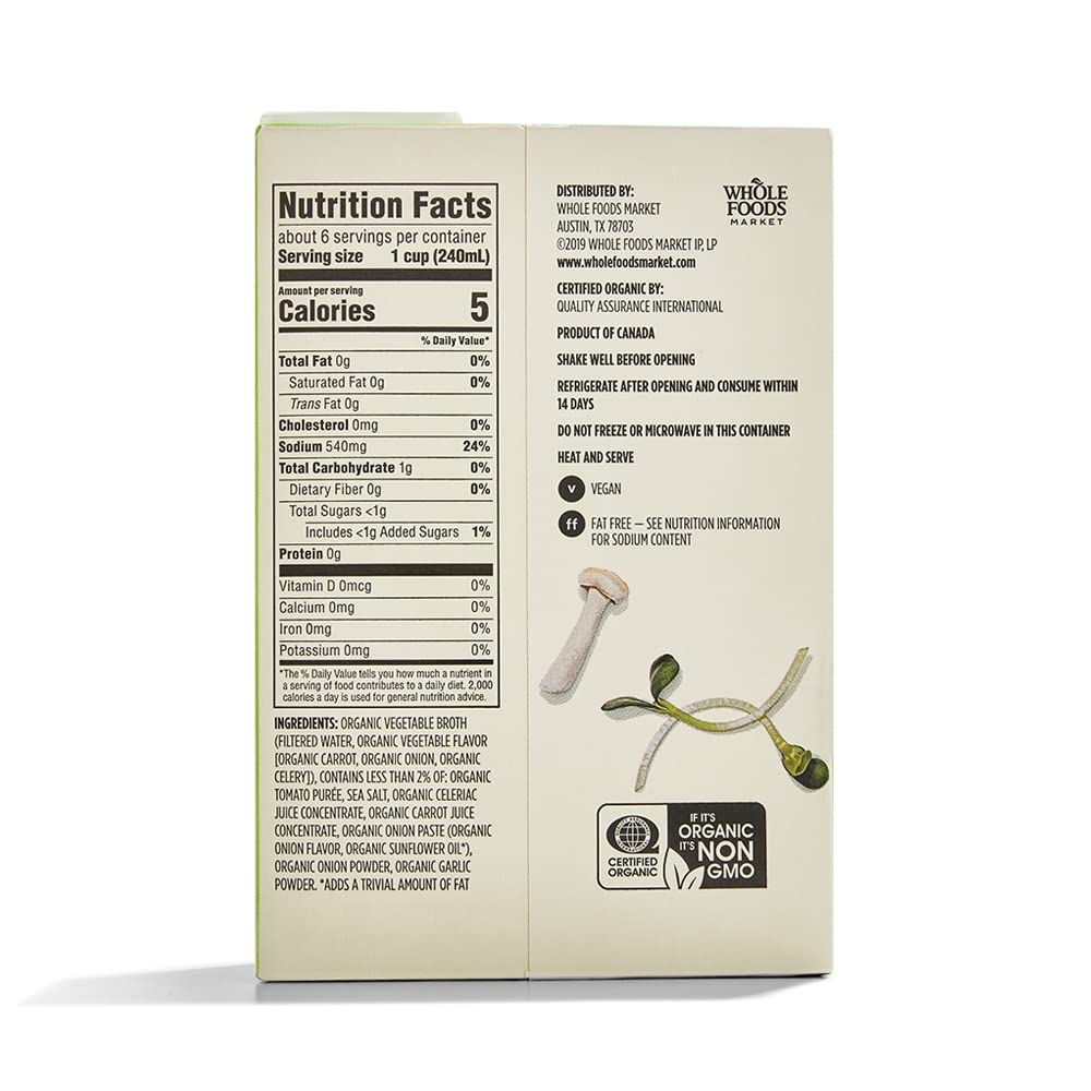 Organic Vegetable Broth 48 Fl Oz 365 By Whole Foods Market