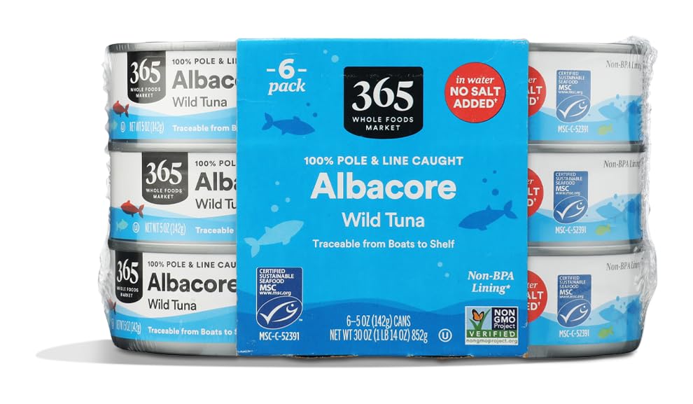 No Salt Albacore Tuna in Water 6pk 5 Oz 365 By Whole Foods Market