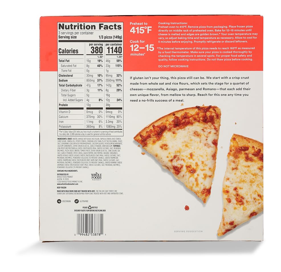 Four Cheese Pizza 15.8 Oz 365 By Whole Foods Market
