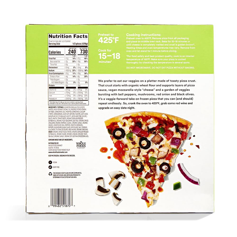 Vegan Ultimate Veggie Thin Crust Pizza 13.7 Oz 365 By Whole Foods Market