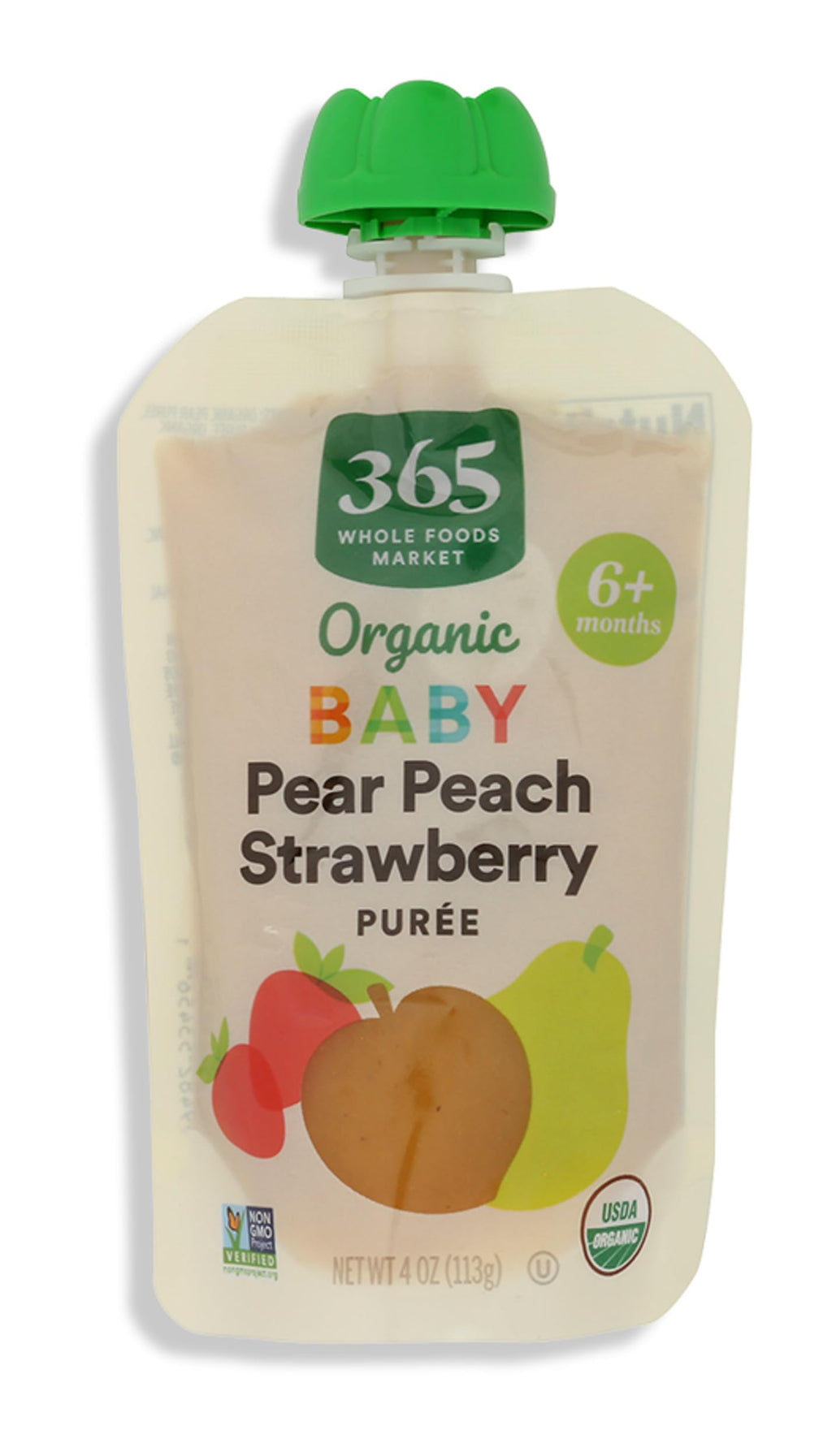 Organic Pear Peach Strawberry Baby Food 4 Oz 6 Ct 365 By Whole Foods Market
