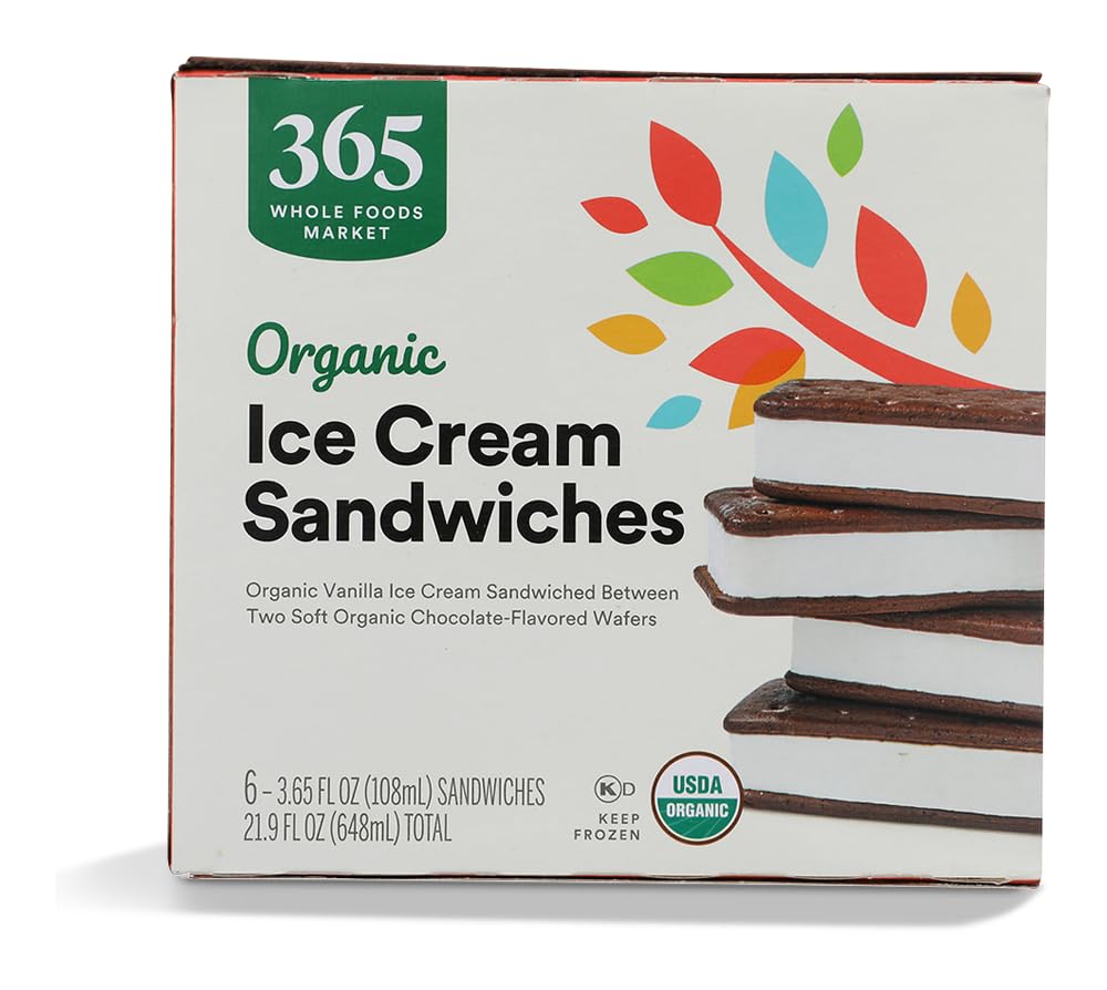Ice Cream Sandwiches Organic 6 Count 21.9 Fl Oz 365 By Whole Foods Market