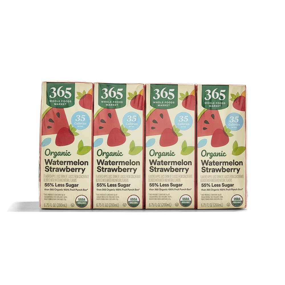 Organic Reduced Sugar Watermelon Strawberry Juice 6.75 Fl Oz 8 Pack 365 By Whole Foods Market