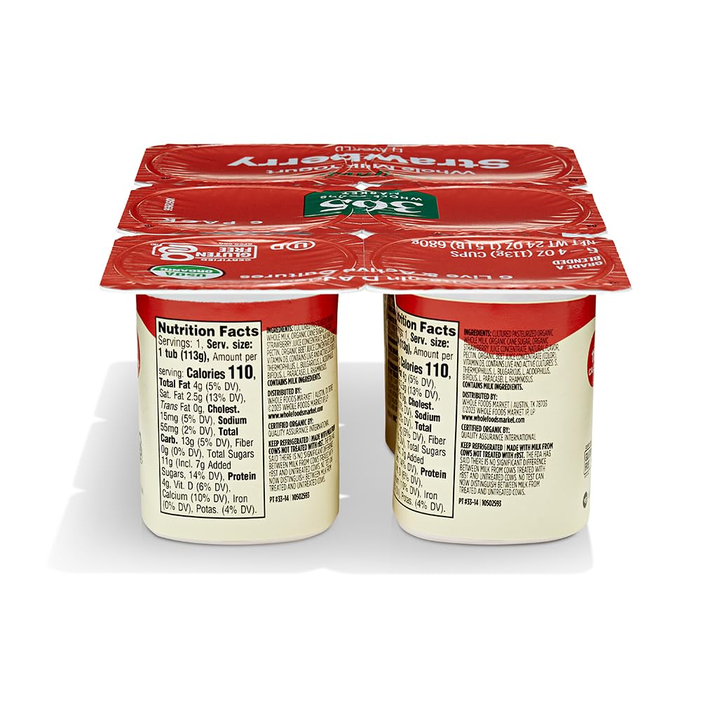 Organic Strawberry Whole Milk Yogurt 24 Oz 365 By Whole Foods Market
