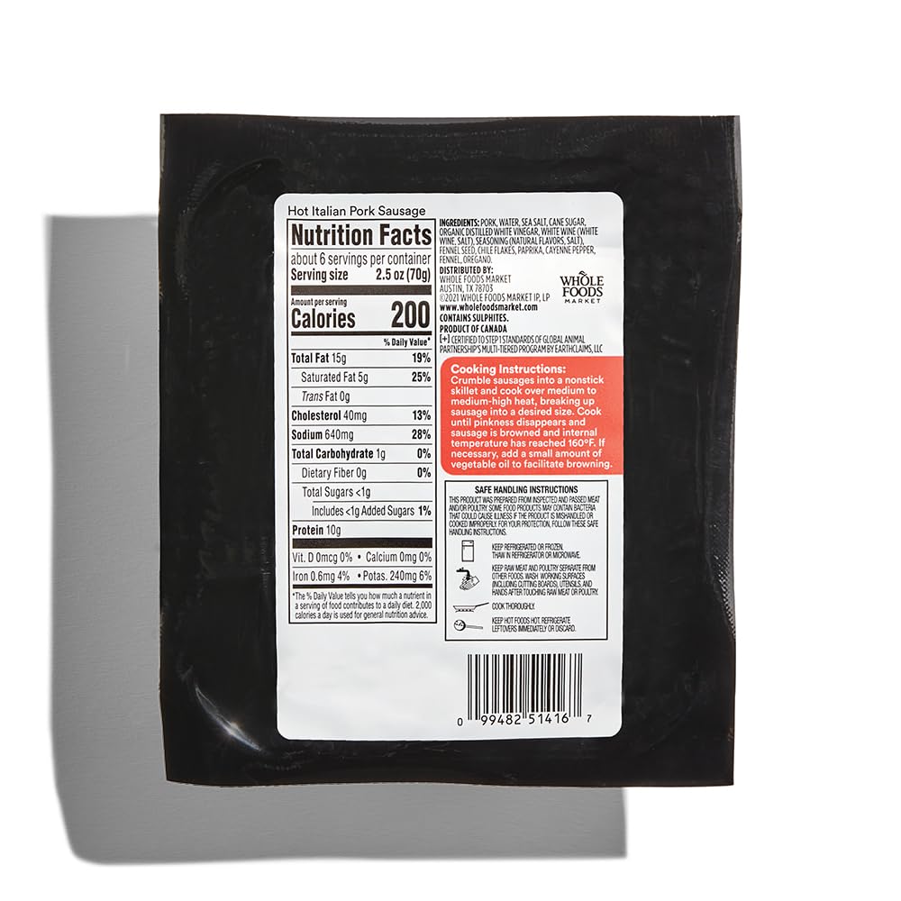 Hot Italian Pork Sausage 16 Oz 365 By Whole Foods Market
