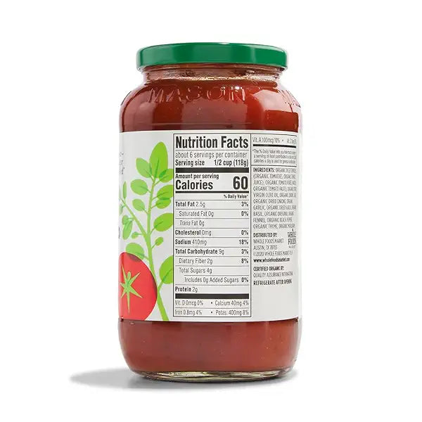 Organic Italian Herb Pasta Sauce 25 Oz 1 Count 365 By Whole Foods Market