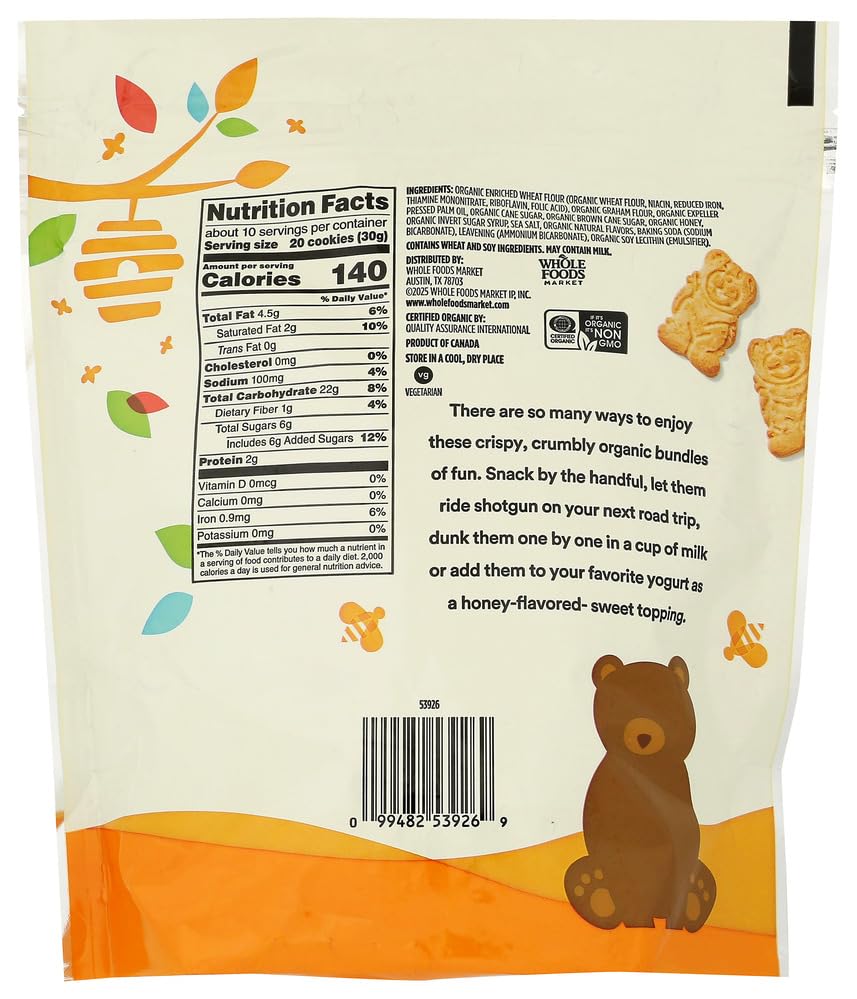 Organic Honey Graham Bear Cookies 11 Oz 365 By Whole Foods Market