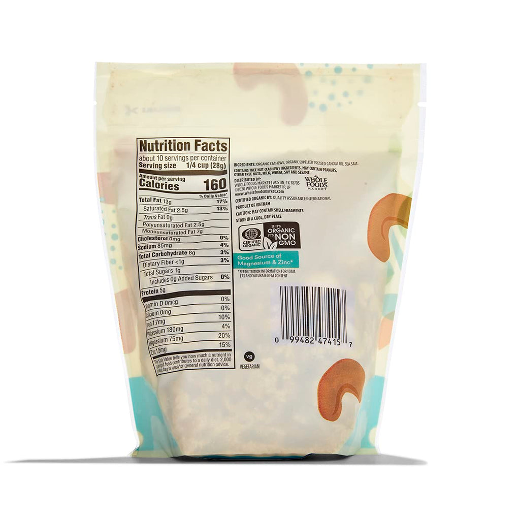 Organic Roasted & Salted Cashews 10 Oz 365 By Whole Foods Market