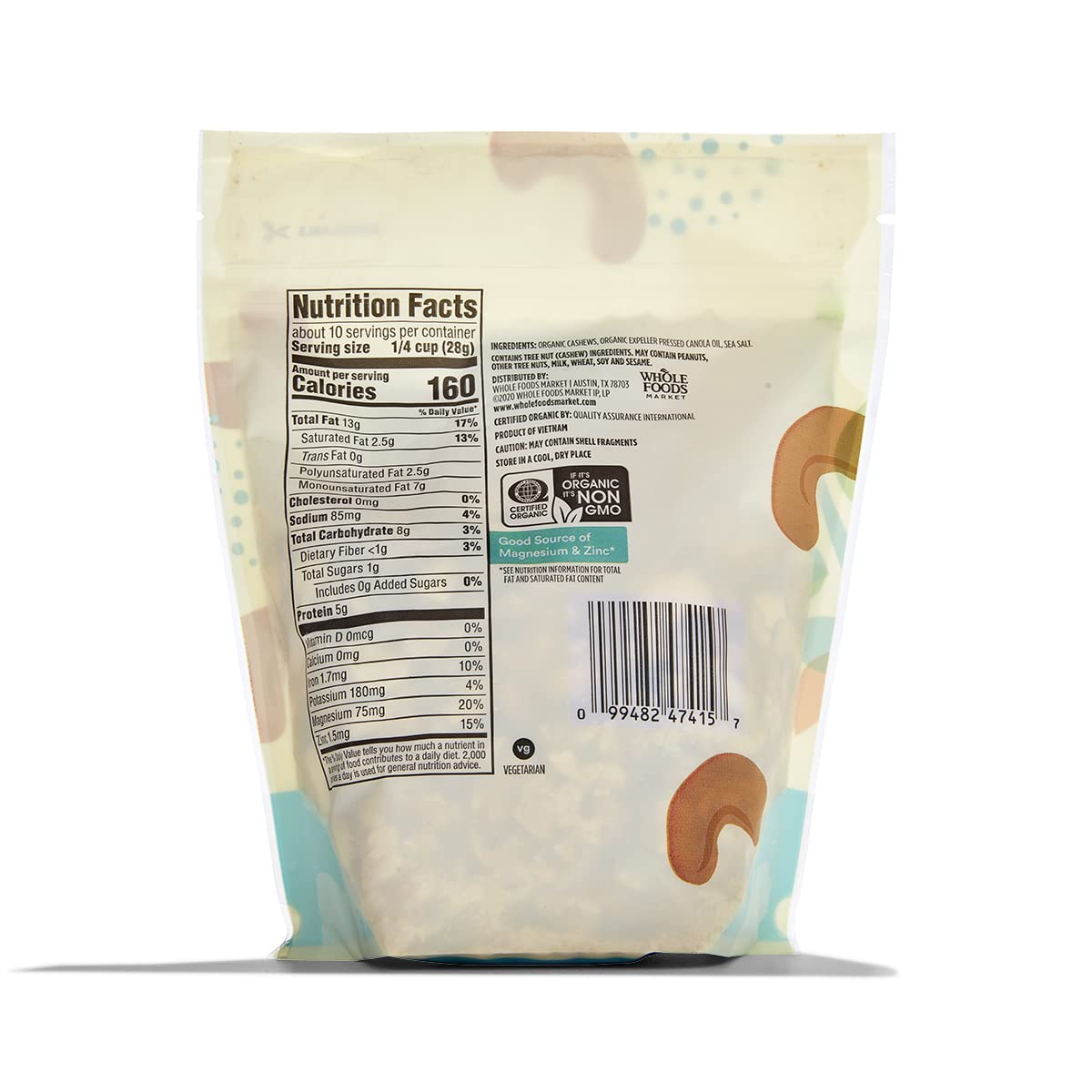Organic Roasted & Salted Cashews 10 Oz 365 By Whole Foods Market