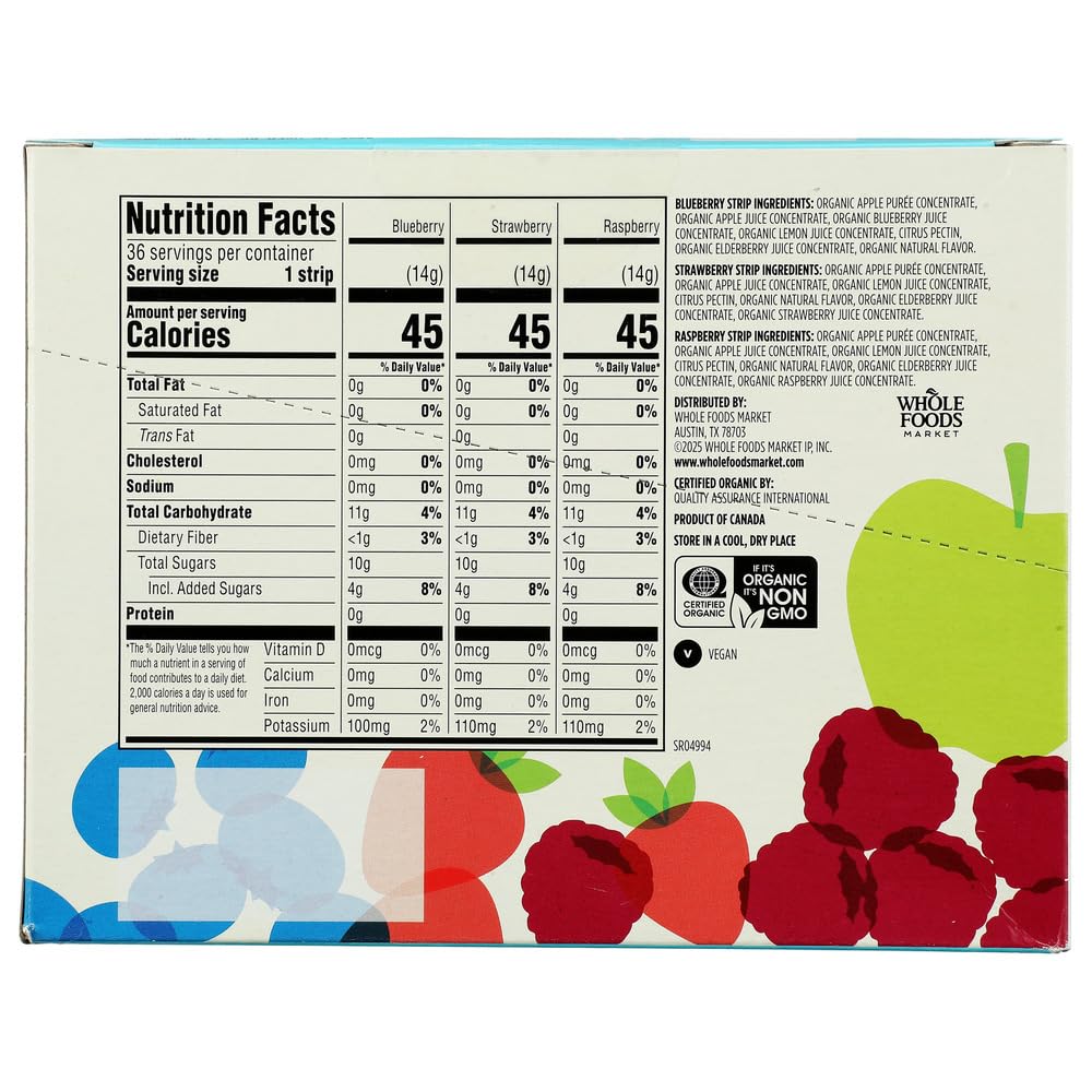 Organic Variety Pack Fruit Strip Multipack 0.5 Oz 365 By Whole Foods Market