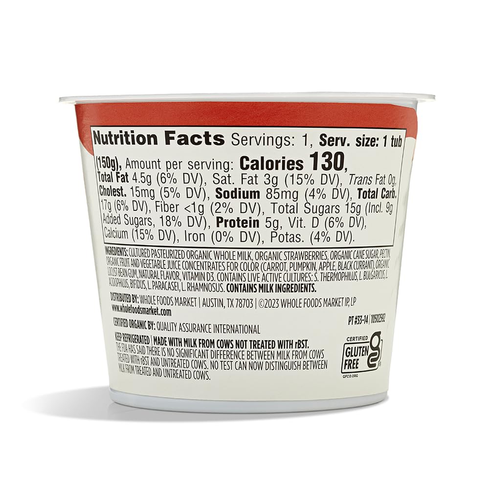 Organic Strawberry Yogurt 5.3 Oz 365 By Whole Foods Market