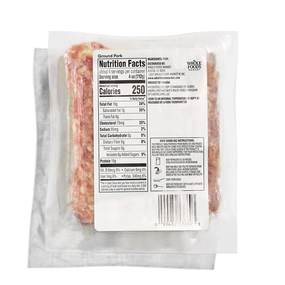 Ground Pork NAE 16 Oz 365 By Whole Foods Market