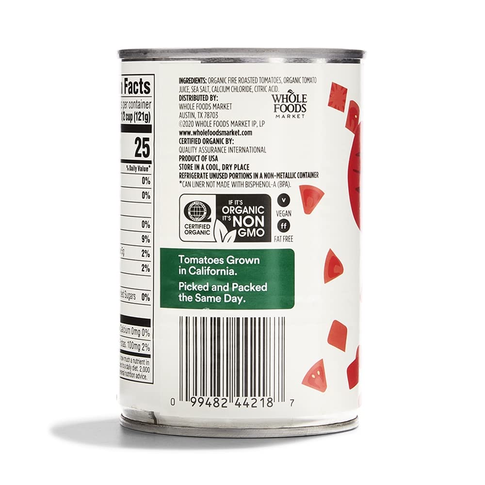 Organic Diced Fire Roasted Tomatoes 14.5 Oz 365 By Whole Foods Market