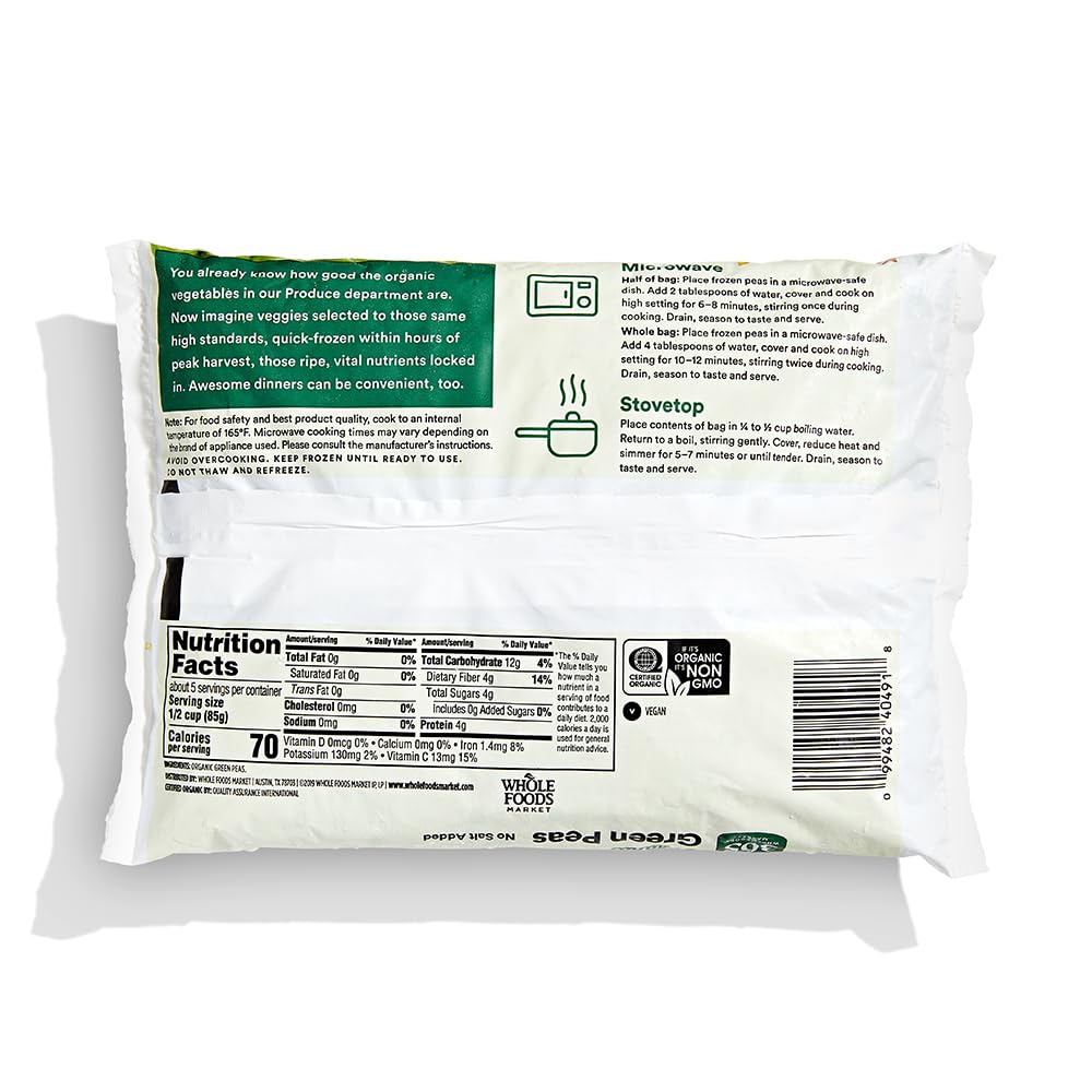 Organic Green Peas No Salt Added 16 Oz 365 By Whole Foods Market