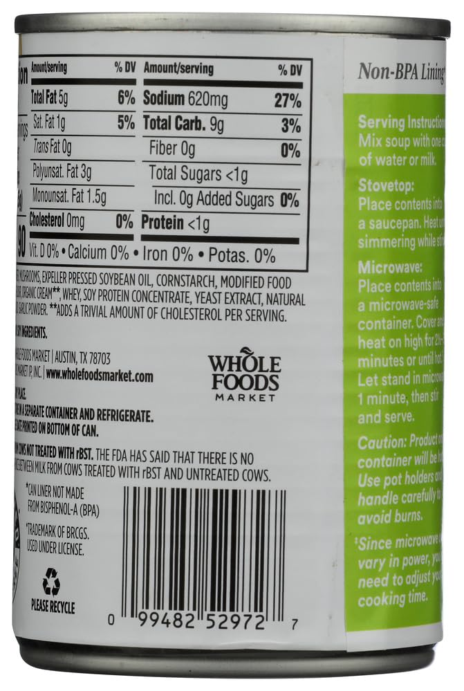 Condensed Cream of Mushroom Soup 10.5 Oz 365 By Whole Foods Market
