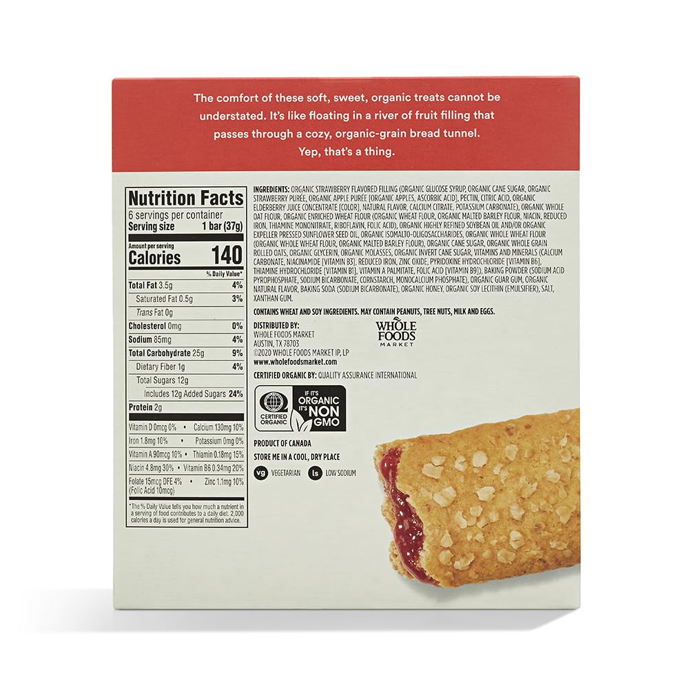 Organic Strawberry Cereal Bar 6 Count 7.8 Oz 365 by Whole Foods Market