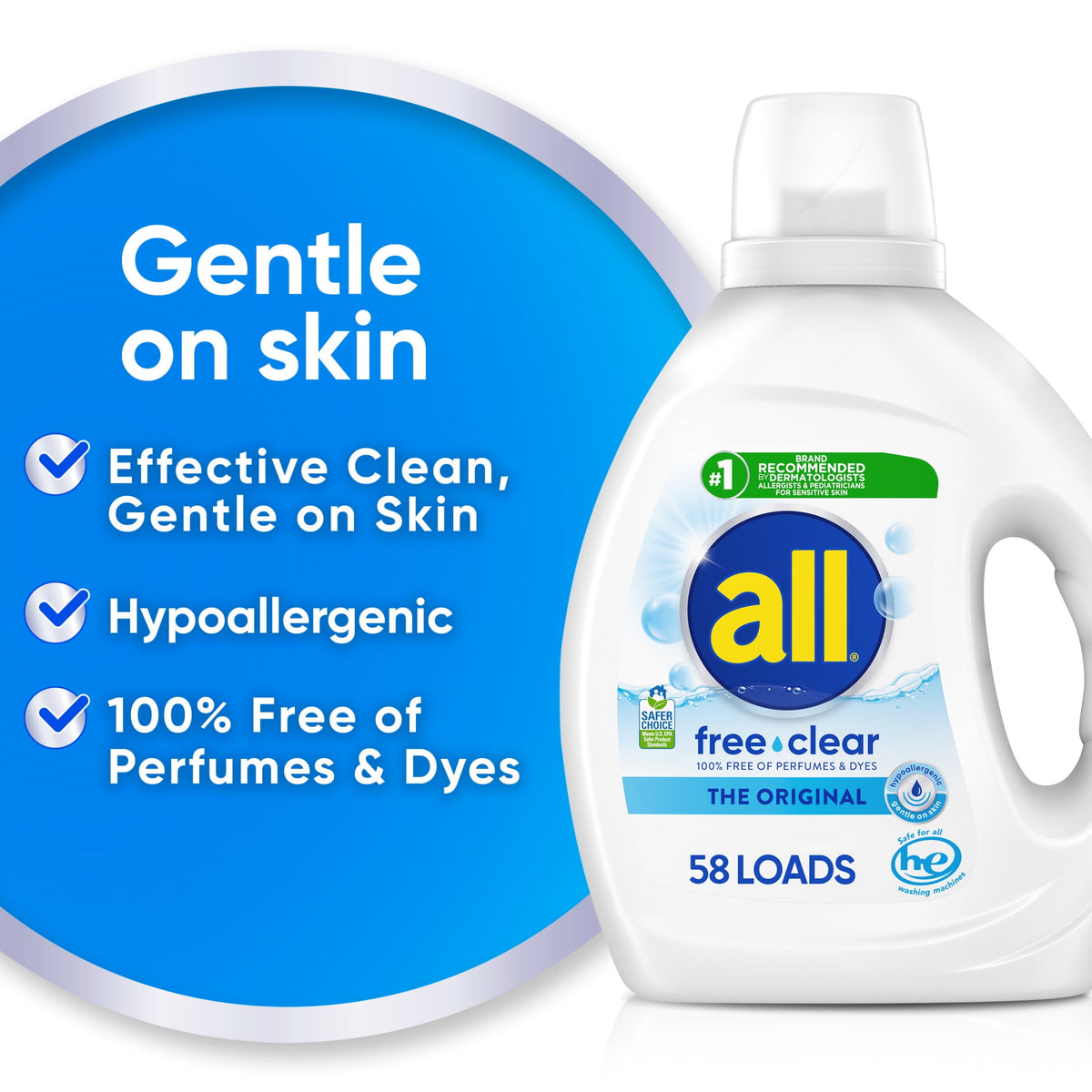 all Free Clear Liquid Laundry Detergent 73 oz 58 Loads