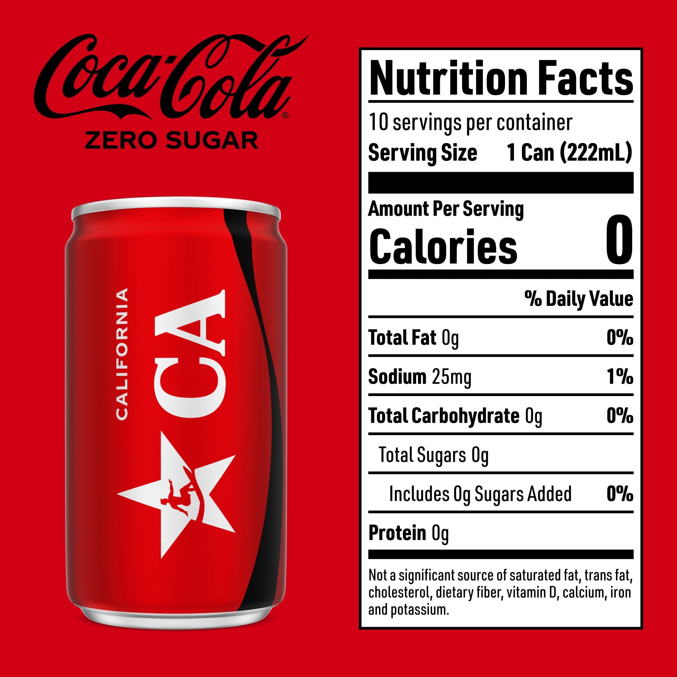 Zero Sugar Soda Pop Fridge Pack Mini Cans 7.5 Fl Oz 10 Pack Coca-Cola