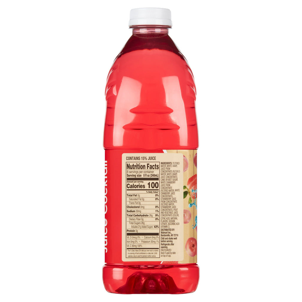 Great Value White Cranberry Strawberry Juice Cocktail 64 fl oz Bottle