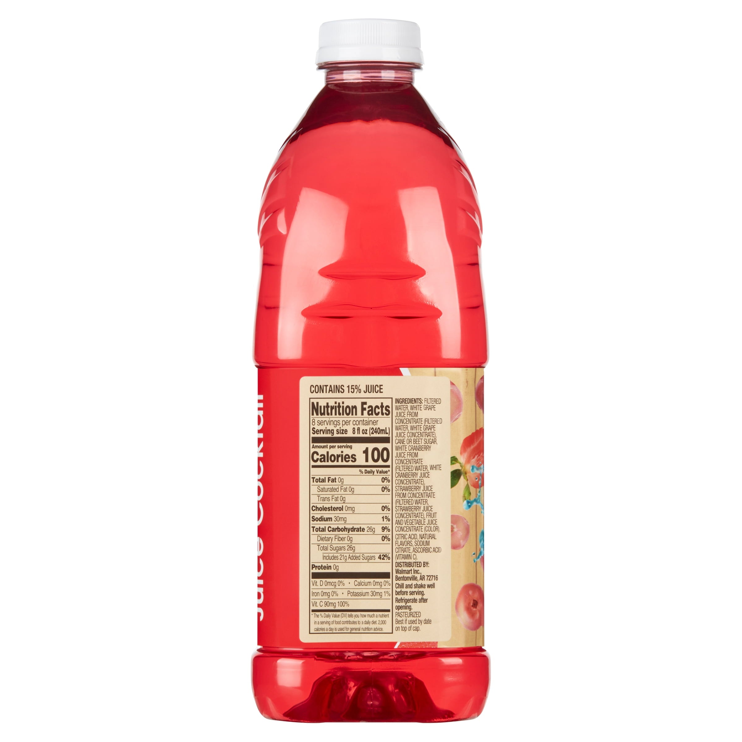 Great Value White Cranberry Strawberry Juice Cocktail 64 fl oz Bottle