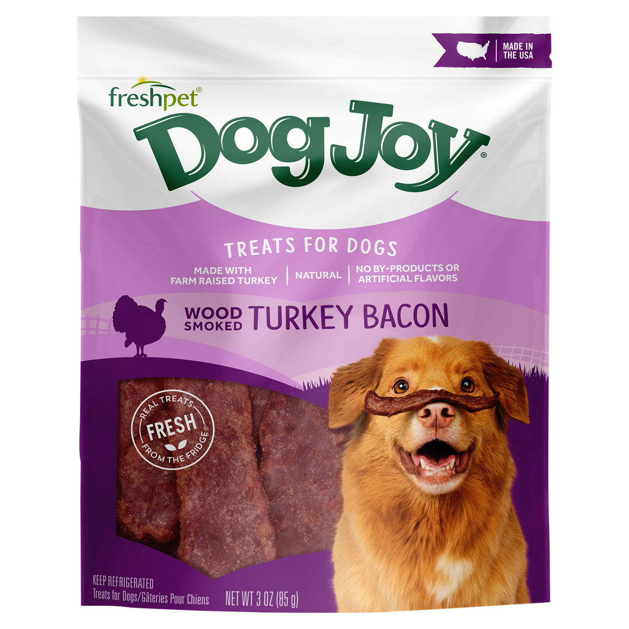 Freshpet Dog Joy Wood-Smoked Turkey Bacon Dog Treat 3 oz