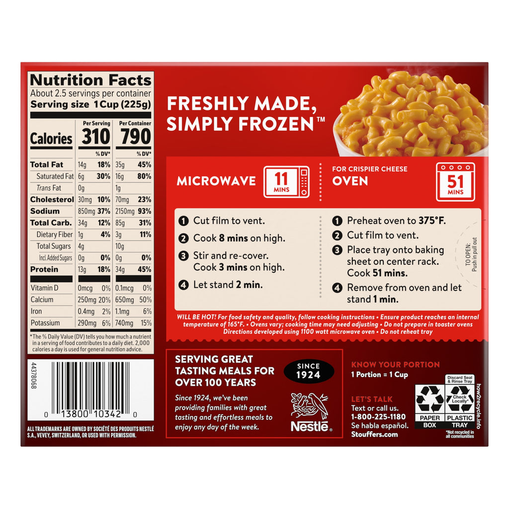 Stouffer's Macaroni And Cheese Large Size Frozen Meal 20 Oz