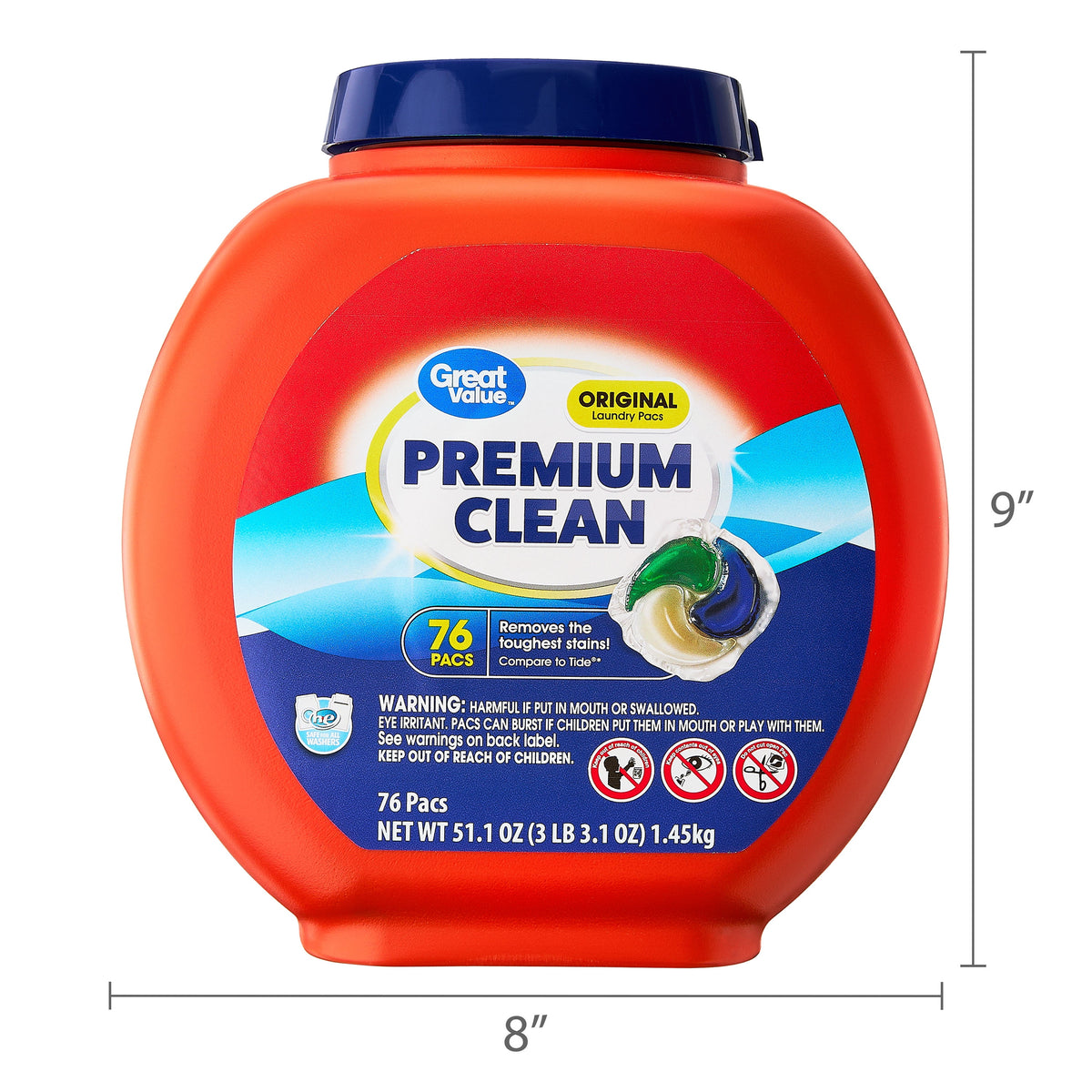Great Value Premium Clean Laundry Pacs Original Scent 76 Count