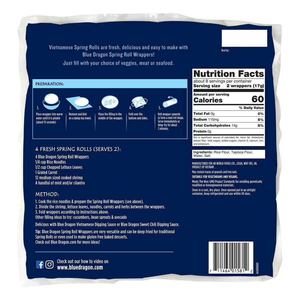 Spring Roll Wrappers 4.7 Oz 3 Pack Blue Dragon