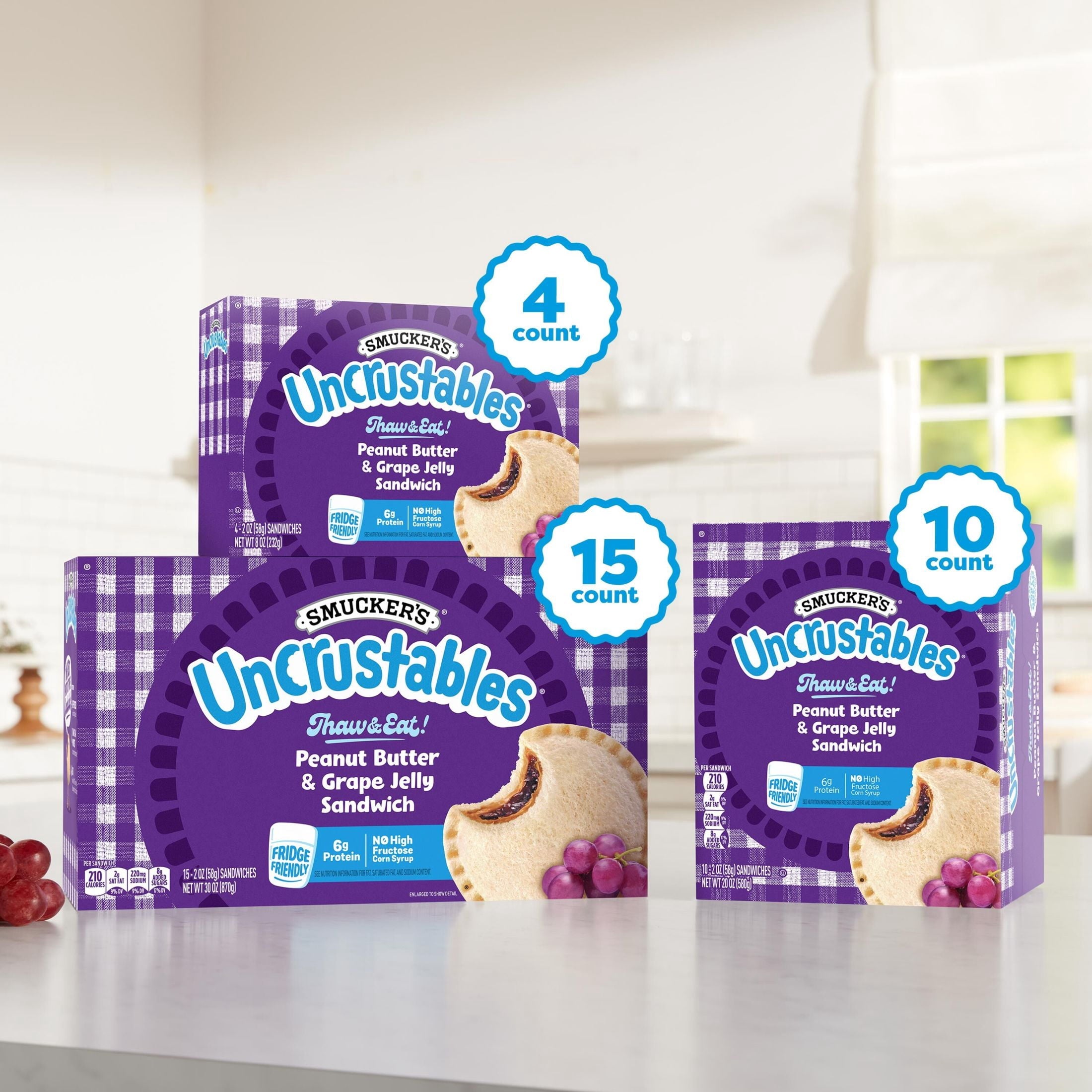 Smucker's Uncrustables Peanut Butter & Grape Jelly Sandwiches 10 Count 20 Oz Frozen