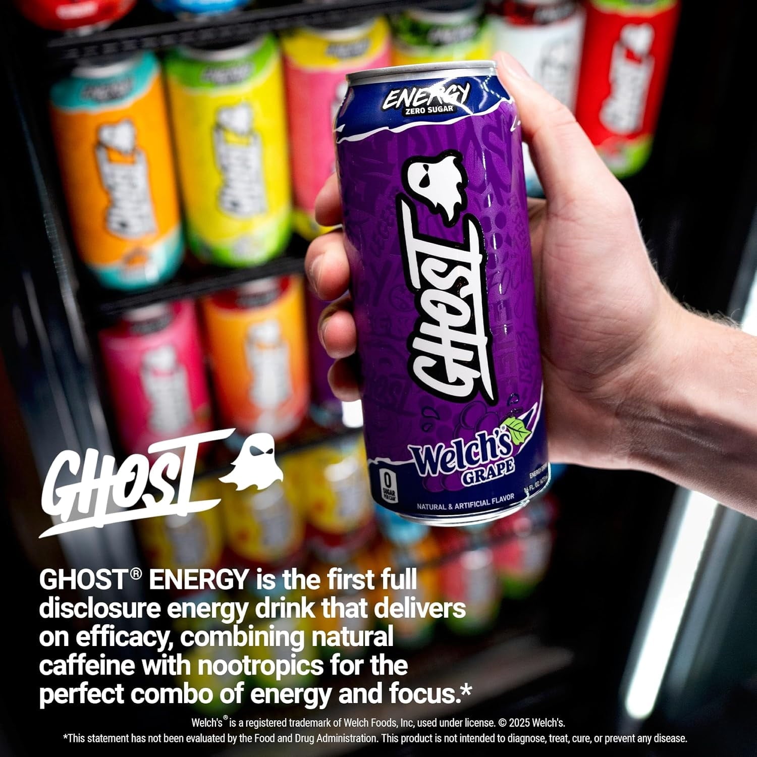 GHOST Energy Welch's Grape Zero Sugar Energy Drink 16 fl oz Single Can