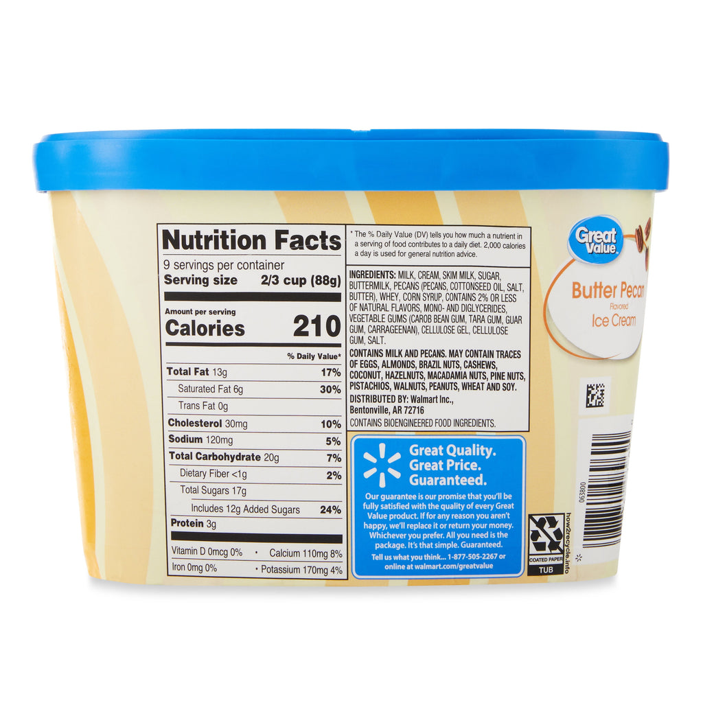 Great Value Butter Pecan Ice Cream 48 Fl Oz