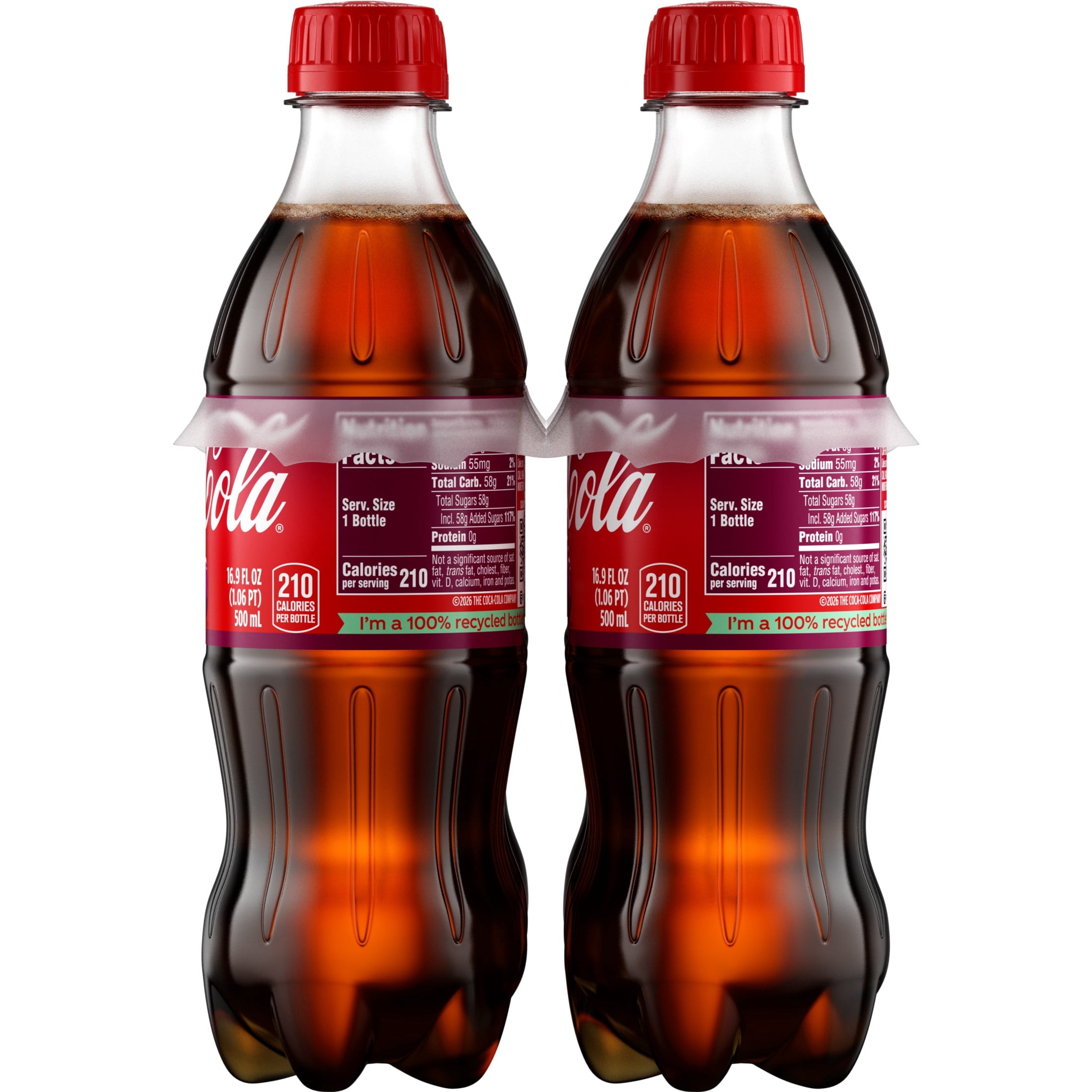 Cherry Soda Pop Bottles 16.9 Fl Oz 6 Pack Coca-Cola