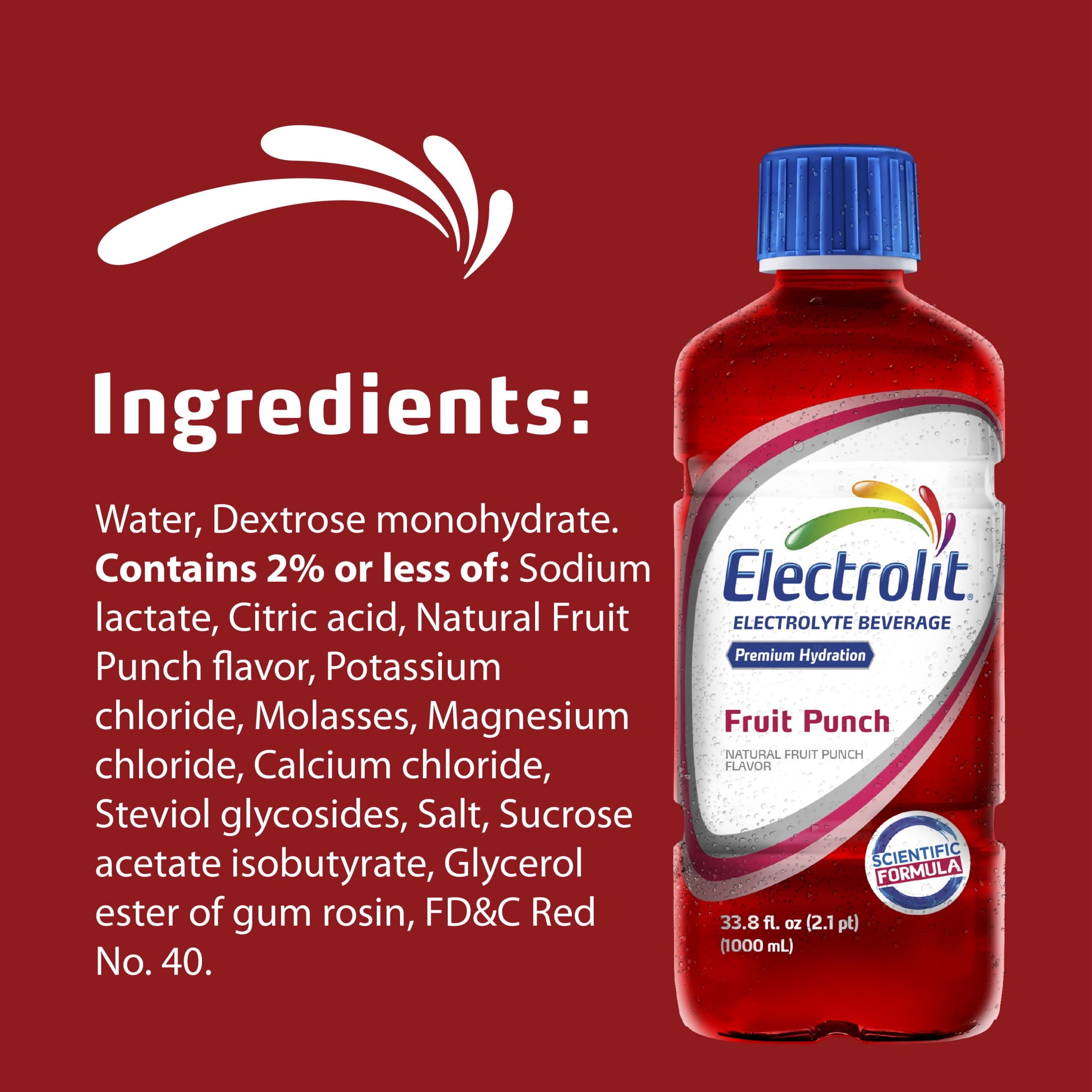 Electrolit Fruit Punch Electrolyte Hydration Beverage 33.8 fl oz