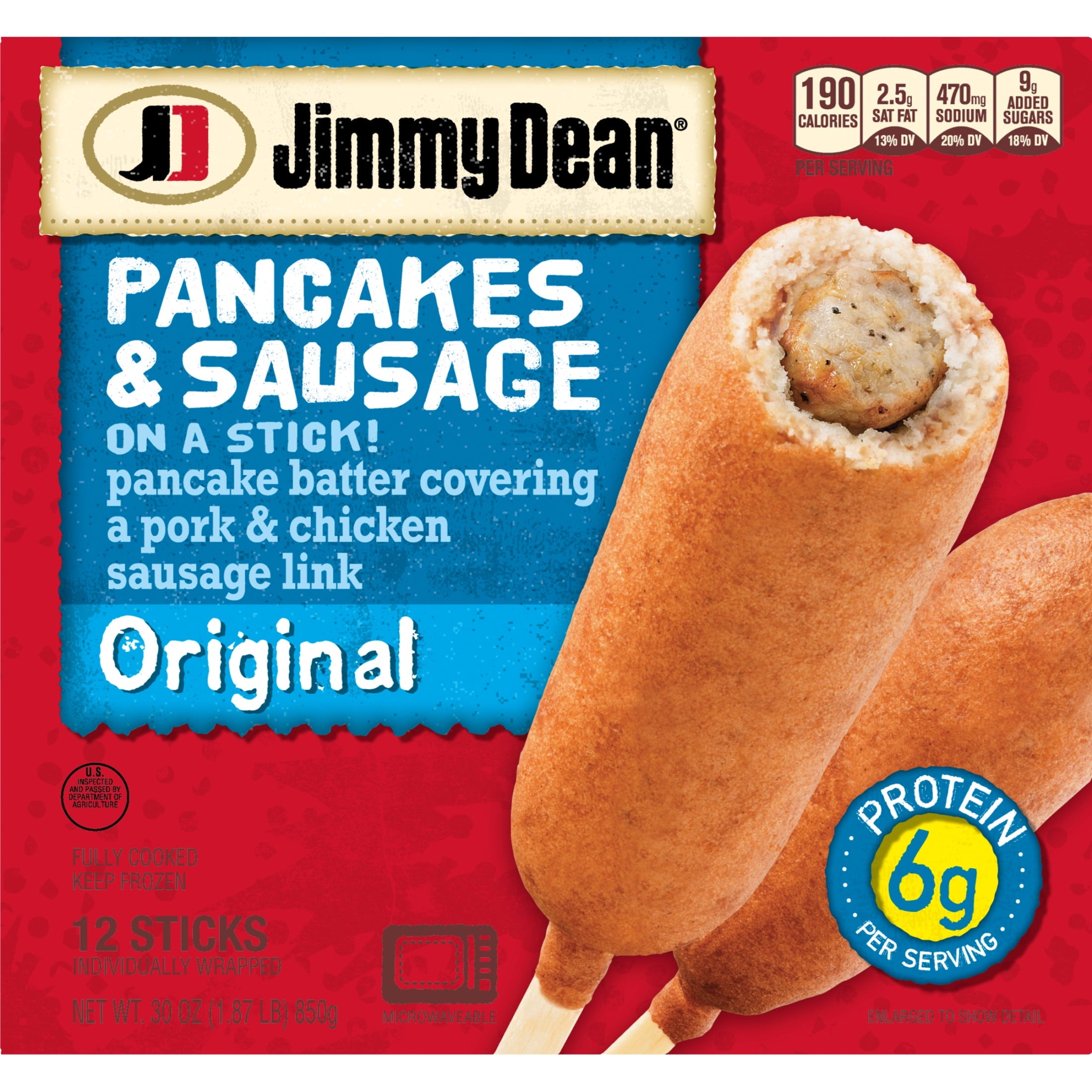 Jimmy Dean Original Pancakes & Sausage on a Stick Frozen 30 Oz 12 Count