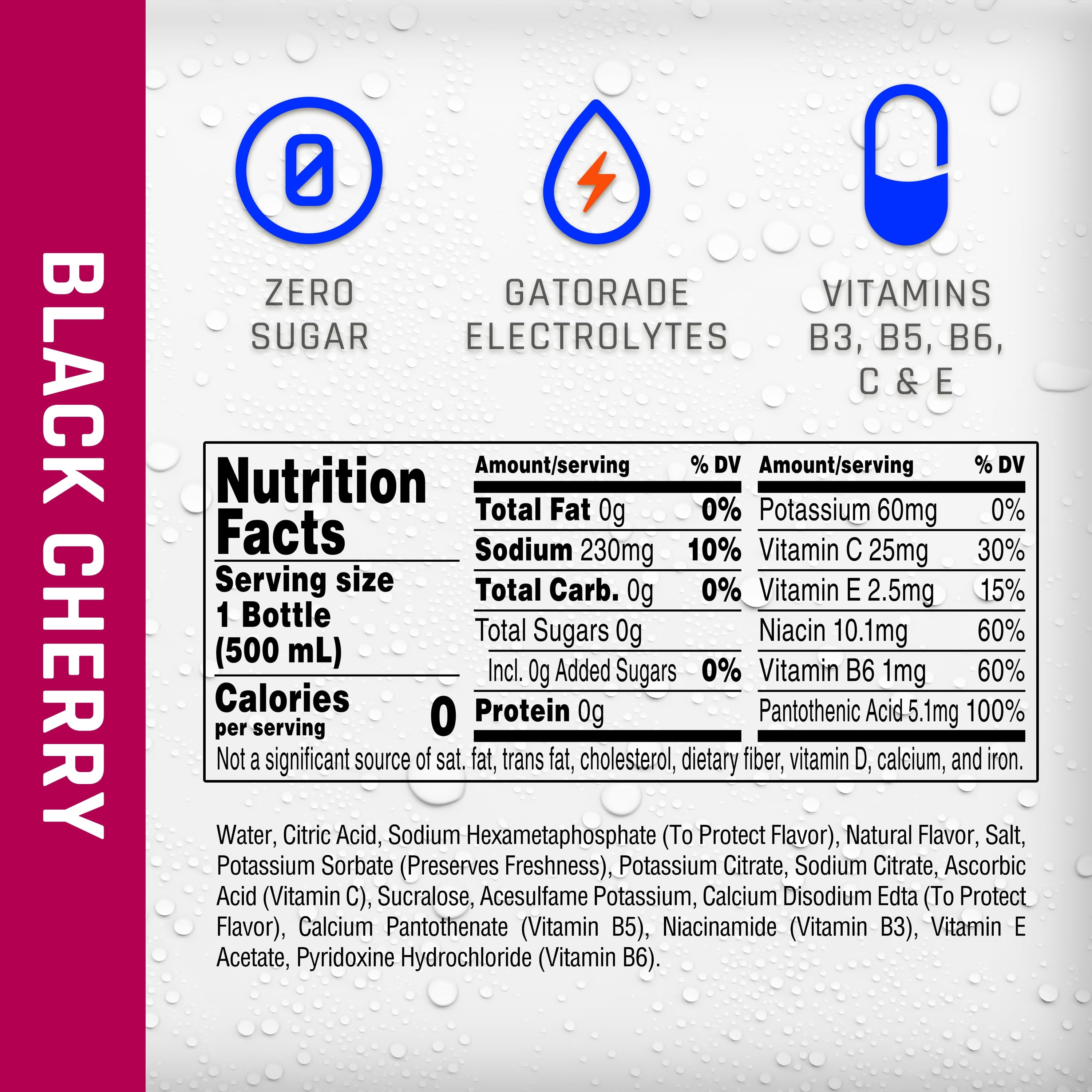 Propel Electrolyte Enhanced Water Sports Drink Black Cherry 16.9 fl oz Bottles 12 Pack