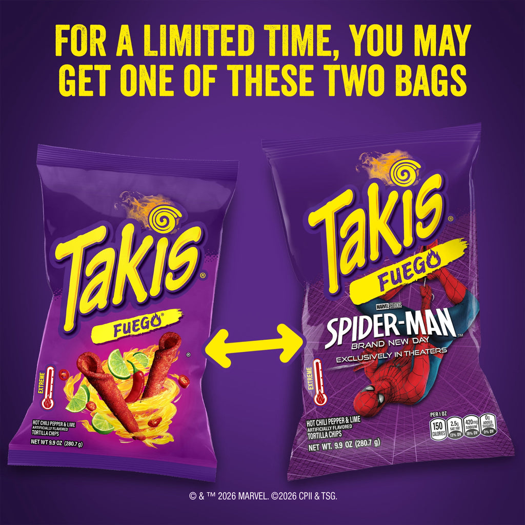 Hot Chili Pepper & Lime Flavored Rolled Tortilla Chips 9.9 Oz Takis