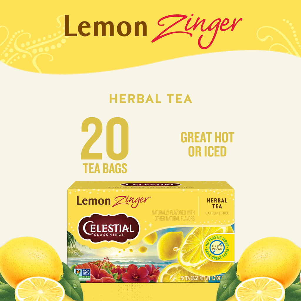Celestial Seasonings Lemon Zinger Caffeine-Free Herbal Tea Bags 1.7 oz 20 Count