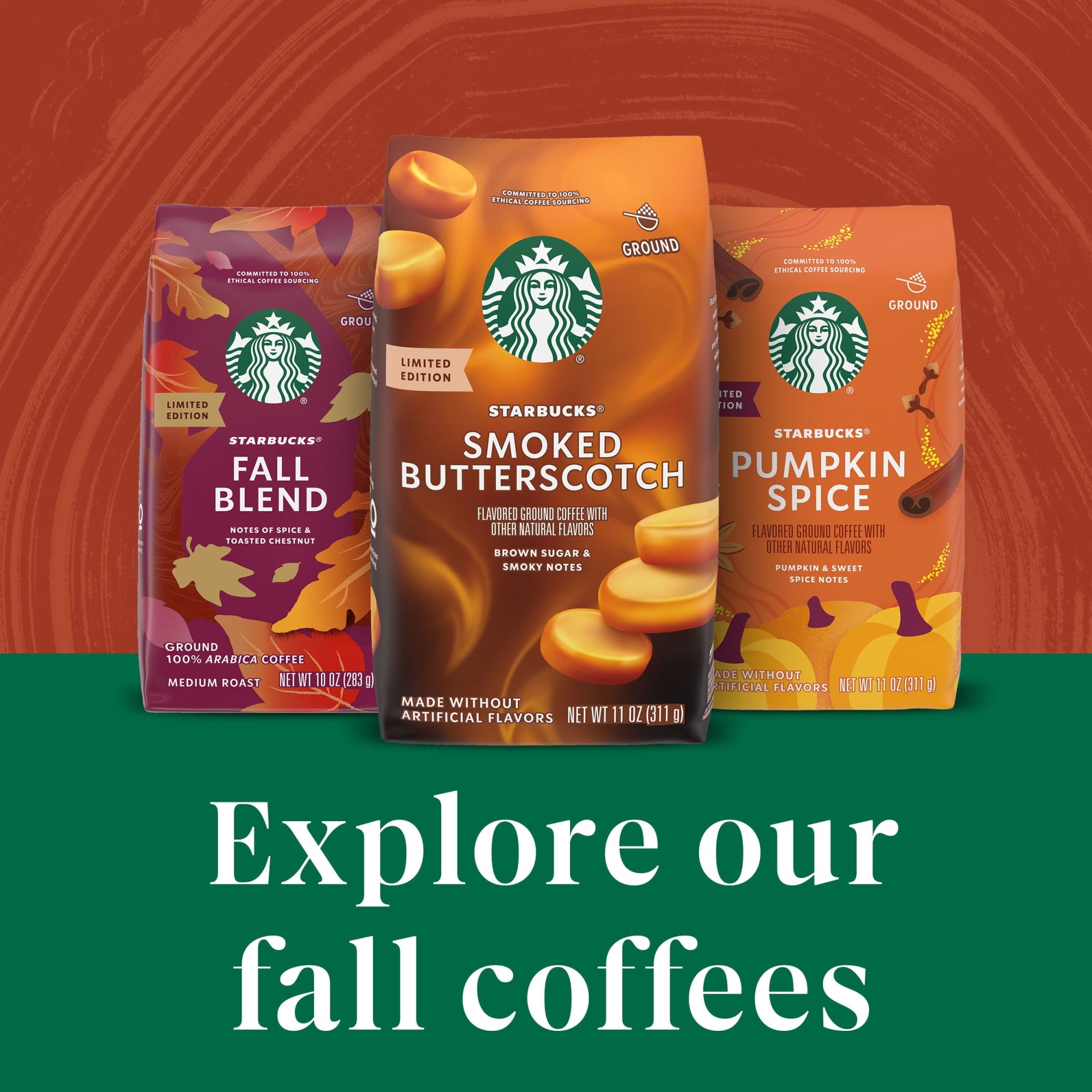 Starbucks Smoked Butterscotch Naturally Caffeinated Medium Roast Ground Coffee 17 oz Bag