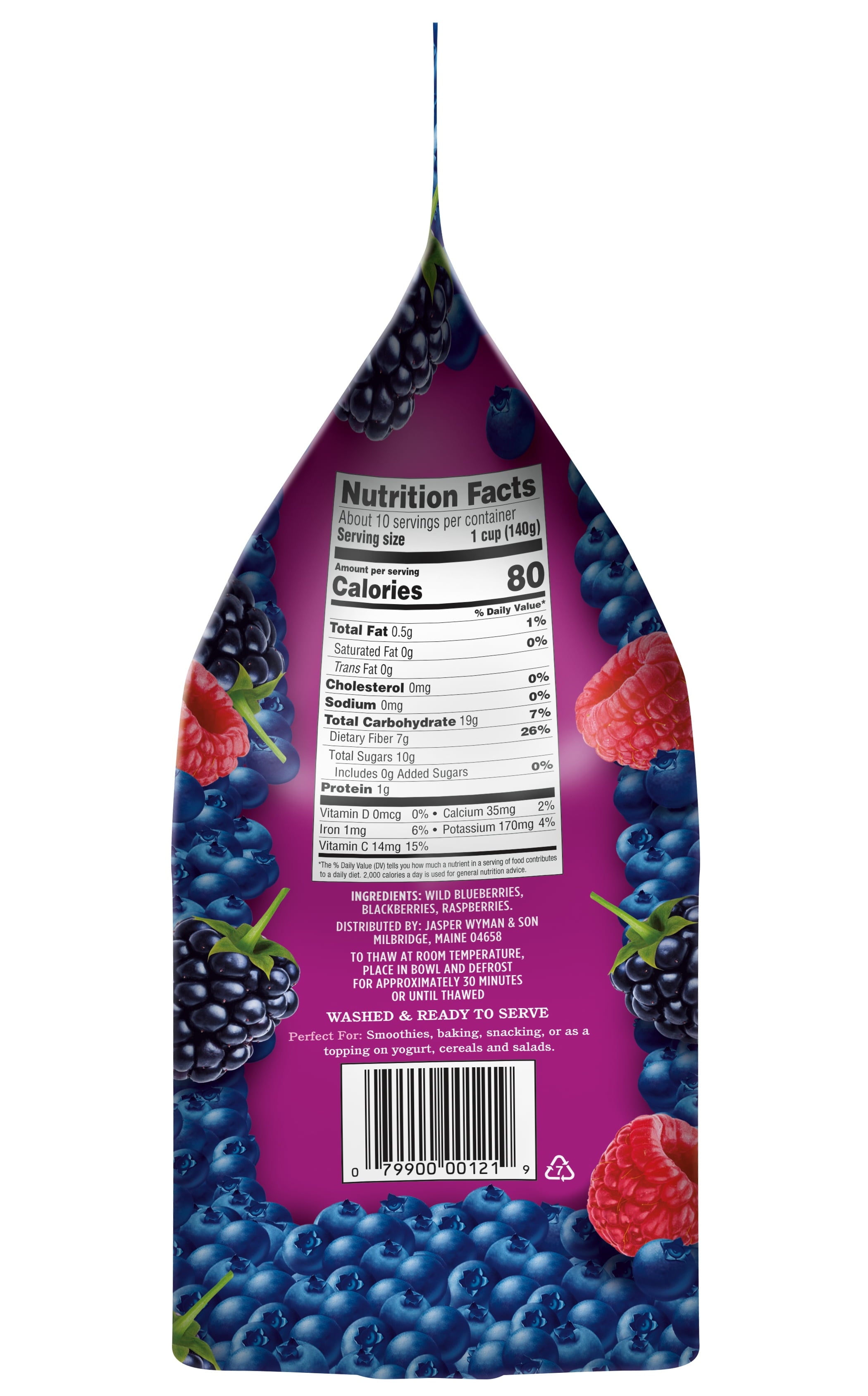 Wyman's Triple Berry Blend Frozen Blueberries Blackberries Raspberries 48 Oz
