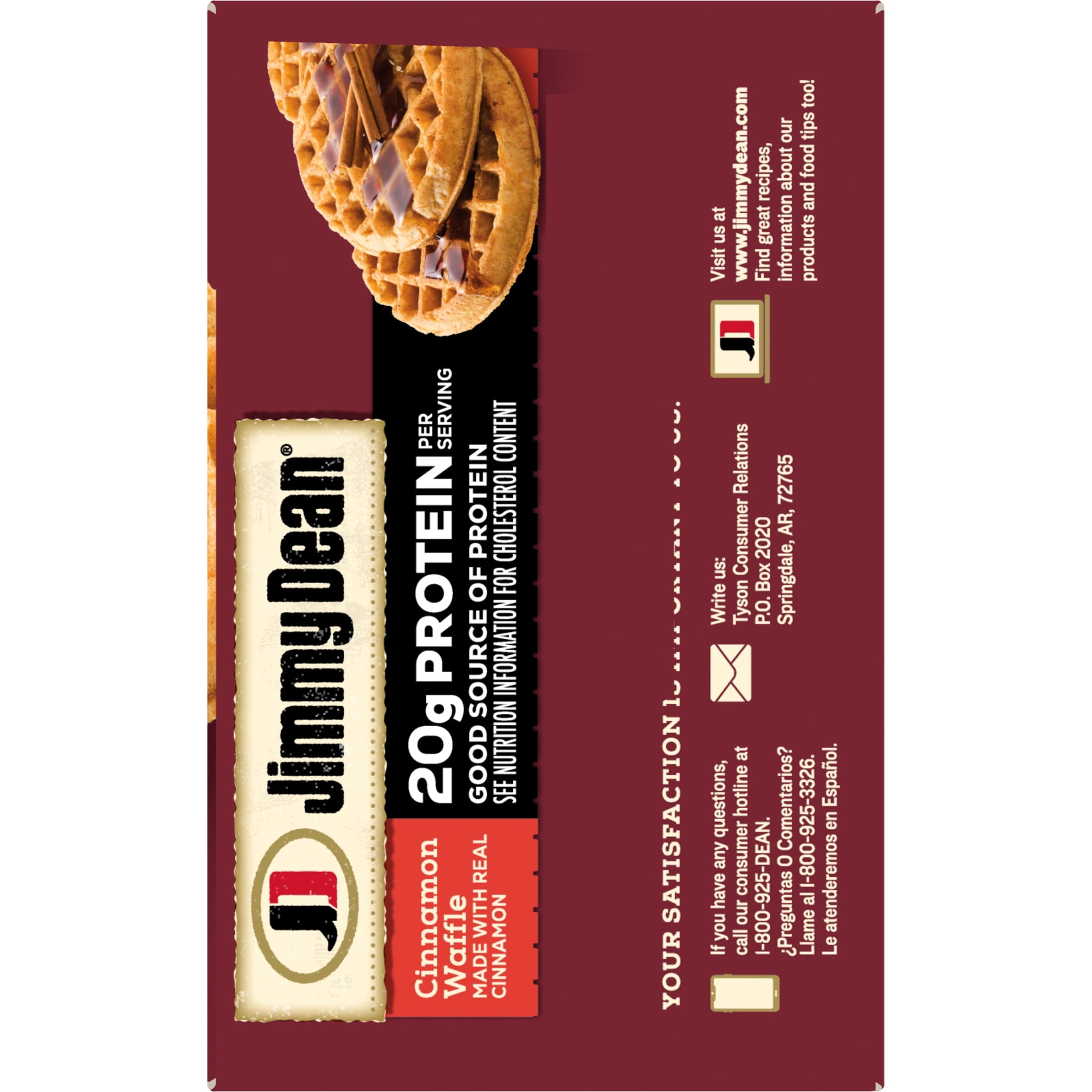 Jimmy Dean Protein Cinnamon Waffles Frozen 8 Count 11.28 Oz