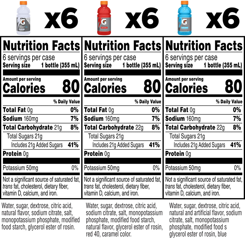 Gatorade Sports Drink Variety Pack Fruit Punch Glacier Cherry Cool Blue 12 fl oz 18 Count