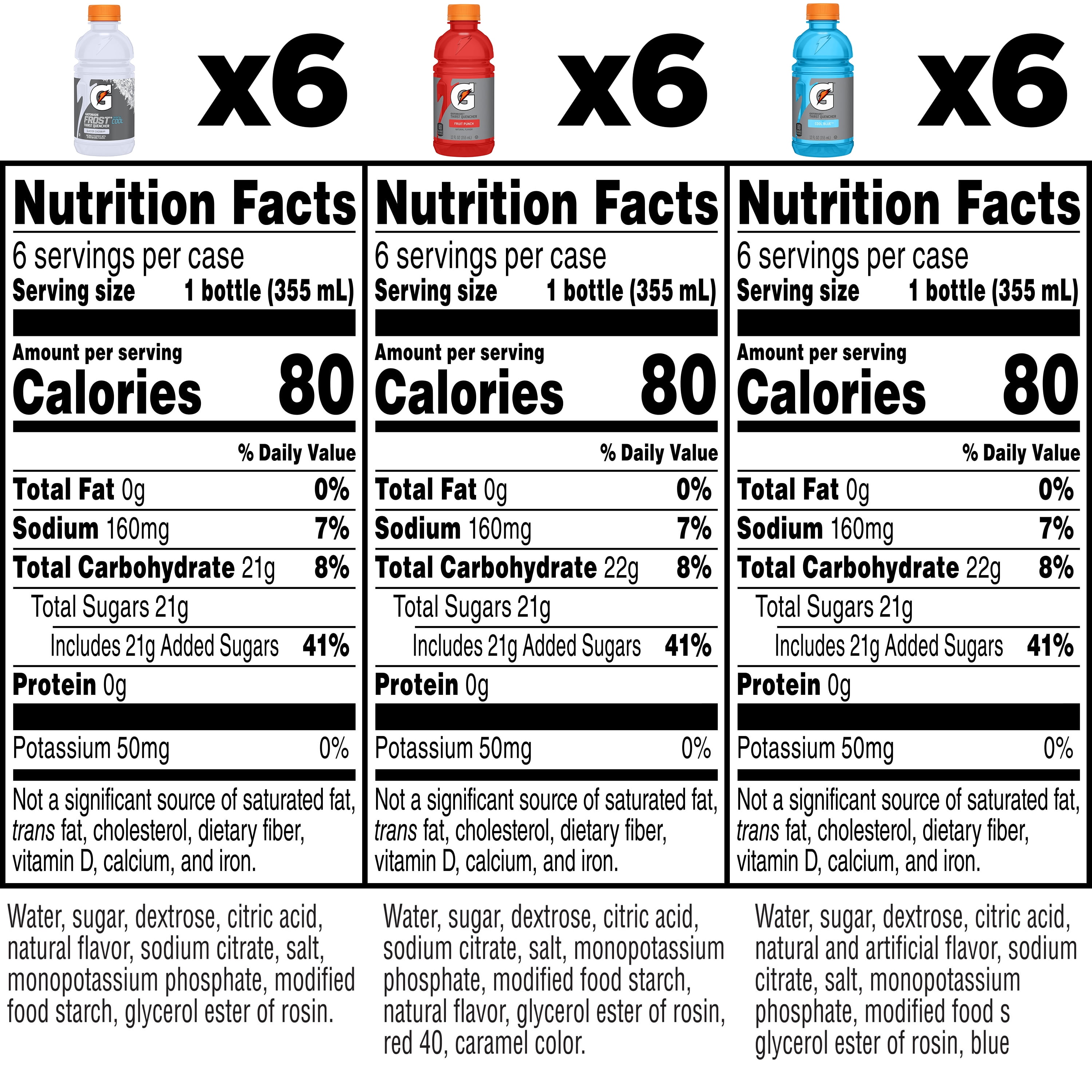 Gatorade Sports Drink Variety Pack Fruit Punch Glacier Cherry Cool Blue 12 fl oz 18 Count