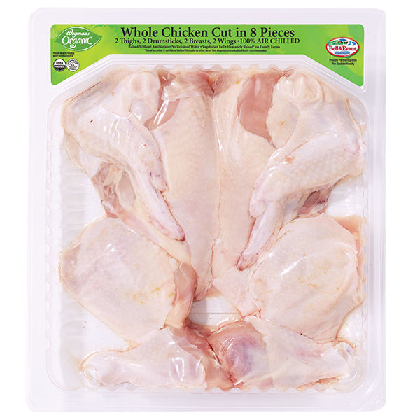 Wegmans Organic Whole Chicken Pieces Cut in 8 Pieces 3.39 lbs