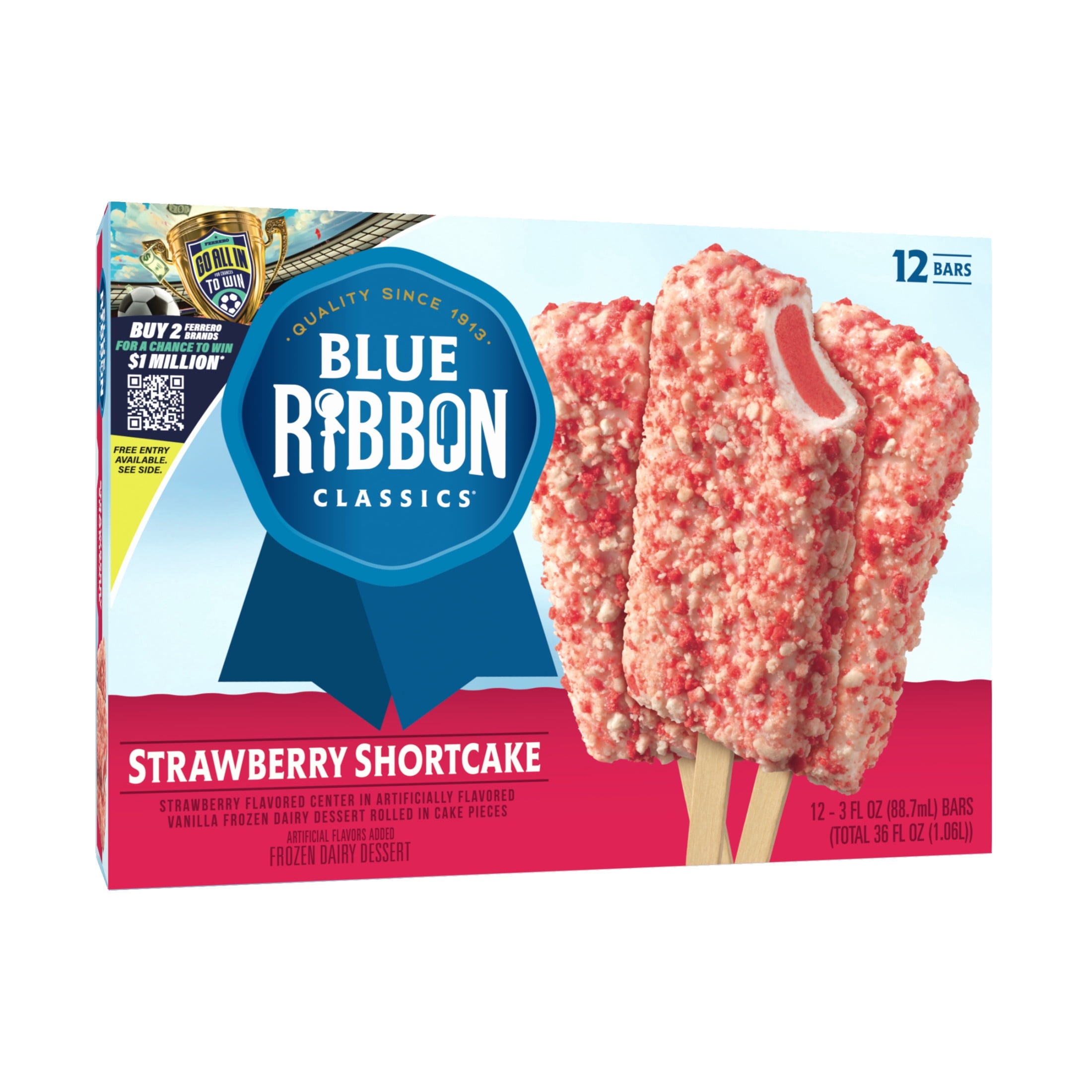 Blue Ribbon Classics Strawberry Shortcake Frozen Dessert Bars 12 Count 36 Fl Oz