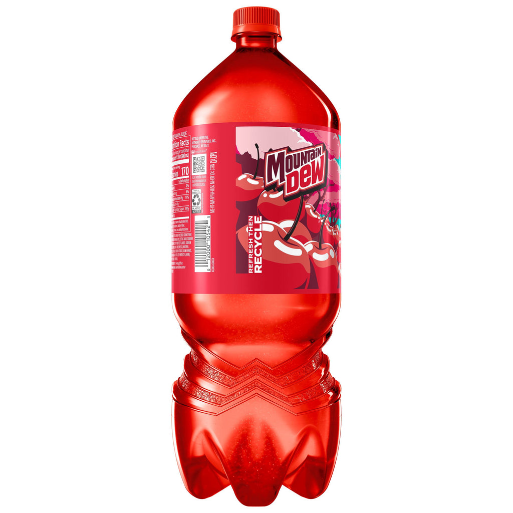 Mountain Dew Code Red Cherry Soda Pop Bottle 2 Liters