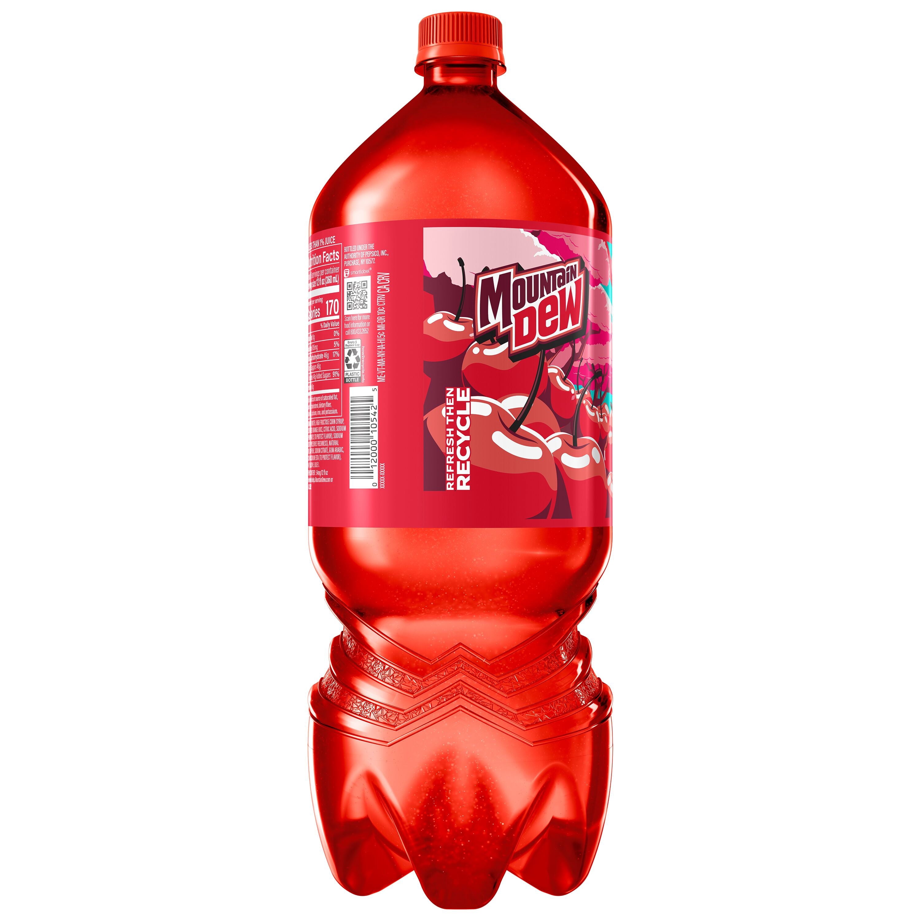 Mountain Dew Code Red Cherry Soda Pop Bottle 2 Liters