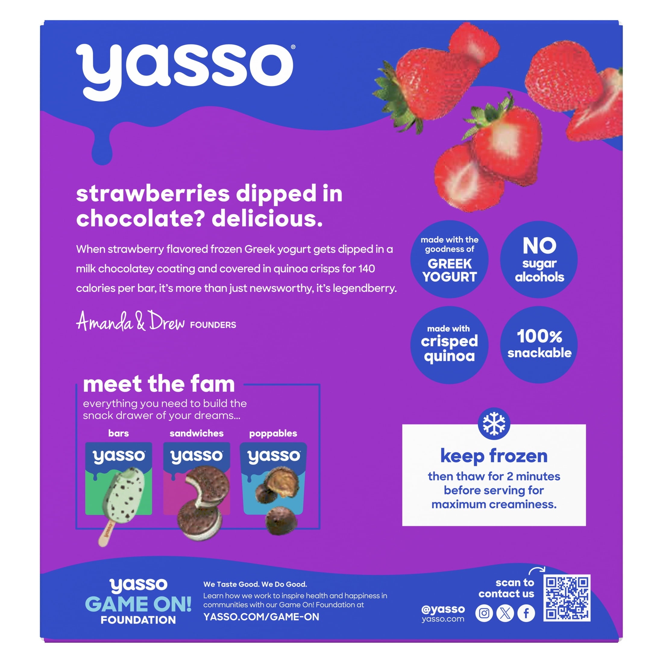 Yasso Strawberry Chocolate Crunch Frozen Greek Yogurt Bars 4 Count